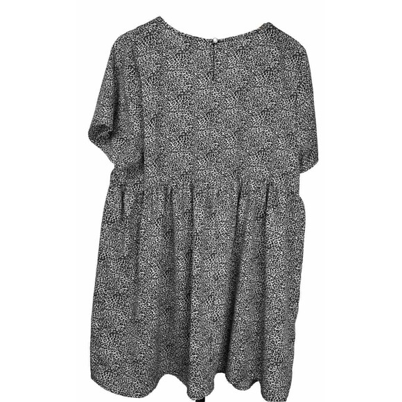 Cozy Casual Dress Babydoll Flutter Short Sleeve Leopard Print‎ Black Brown Large - Picture 2 of 3